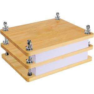 Book Press, Wooden Bamboo Flower Press Machine, Portable Book Binding Kits for Handmade Bookbinding, Manual Paper Press (11.6 x 7.9 Inch - 3 Floor), Double Layer