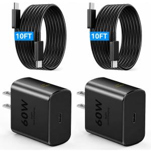 60W Super Fast Charger USB C, Type C Charger Fast Charging Android Phone Charger Block with 10FT USB C Chargers Fast Charging Cable Cord for Samsung Galaxy S26 Ultra/S26+/S26/S25Ultra/S25/S24/S23/S22