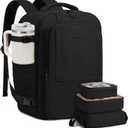 LOVEVOOK Travel Backpack for Women & Men, 40L Large Carry On Backpack Airline Approved, TSA Personal Item Weekender Bag, Water Resistant Laptop Backpack with 3 Packing Cubes for Travel Essentials (18 Inch - 4 Pcs, Black)