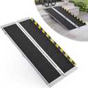 5 Feet Portable Wheelchair Ramp, 600 LBS Capacity Folding Aluminum Threshold Ramp with Anti-Slip Surface, Mobility Access Handicap Ramp for Home Steps, Doorway, Stairs, Doorways, Scooter