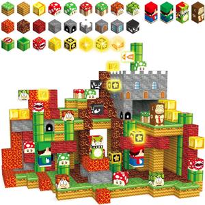 200PCS Magnetic Blocks Building Toys, 1" Light Up Building Blocks Magnet Cubes Tiles for Toddlers Boys Girls 3+, Build Game Adventure Scenes STEM Sensory Construction Toys