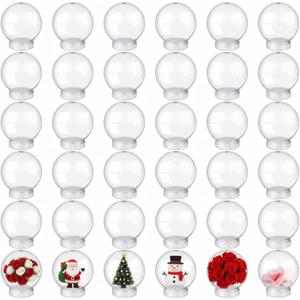 Batiyeer 24 Pieces 5" Winter Snow Globes Bulk DIY Plastic Clear Fillable Water Globe with Screw Off Cap for Make Your Own Xmas Winter Crafts Gift Home Decoration