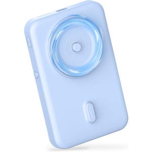 Wireless Portable Charger for Samsung, 5000mAh Ultra Slim Power Bank with Innovative Electric Suction Cup, Compatible with iPhone and Android Cell Phone, Support 22.5W USB-C PD Fast Charging, Blue