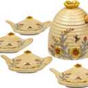 Certified International Bee Sweet 9 oz. 3-D Honey Pot with 4 Tea Bag Holders