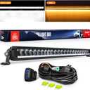 Nilight LED Light Bar with Amber DRL 30 Inch 120W Single Row Offroad Light Anti-Glare Flood Spot Combo LED Driving Bar IP68 w/ 14AWG DT Wiring Kit for Pickup Truck SUV ATV UTV Boat 4x4