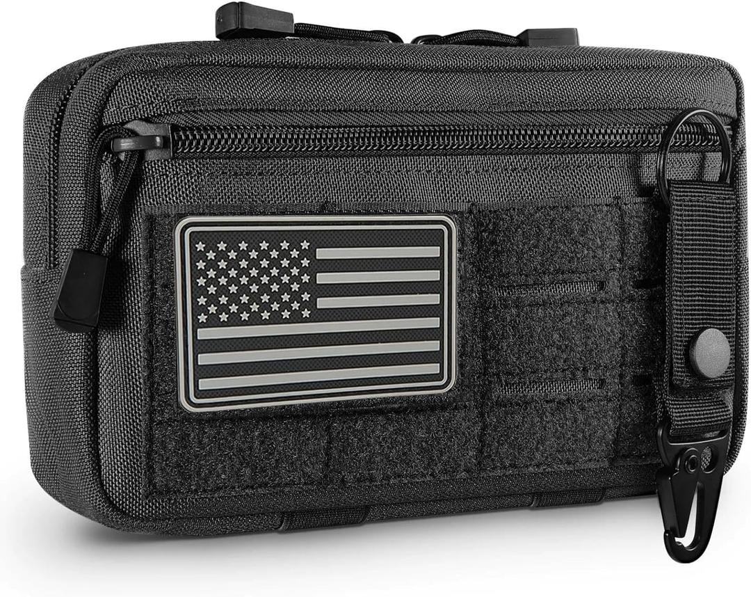 Tactical Molle Pouches Tactical Admin Pouch Compact Molle EDC EMT Utility Bag Gadget Gear Bag Military Organizer Tool Pouch of Double Layer Design Medical(Black camo)
