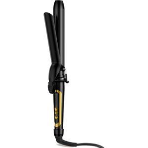 LANVIER 1.25 Inch Long Barrel Curling Iron, 1 1/4 Inch Extended Curling Iron for Medium, Long & Thick Hair, Tourmaline Ceramic Hair Curler, 5 Heat Settings up to 450F, Dual Voltage for Travel -Black