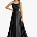 BABYONLINE D.R.E.S.S.Women's Satin Prom Dress Spaghetti Straps Split Bridesmaid Long Formal Wedding Guest Evening Party Gowns, S, Black