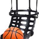 Basketball Hoop Rebounder, 360 Degree Rotatable Ball Return Attachment for Indoor Outdoor, Shoot Training Equipment for Adults, Kids Black