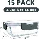 M MCIRCO [15-Pack,13 oz 1.5 Cup Glass Meal Prep Containers, Small Glass Food Storage Containers with Lids,Airtight Lunch Containers, Microwave, Oven, Freezer and Dishwasher Friendly, BPA-free