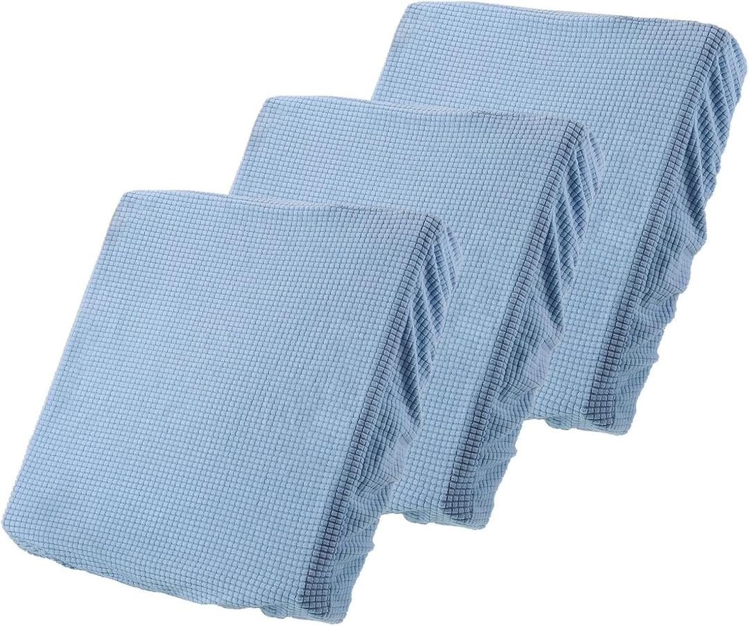uxcell 3 Pcs Couch Cushion Cover, 20"x20" Polyester Stretch Sofa Cushion Cover Magic Sofa Covers Washable, Non-Slip Covers with Elastic Bottom for Sofa Seat for Home, Blue