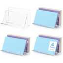 4 Pack 3x5 Index Card Display Holder Acrylic Cards Holder Stand Acrylic Business Card Holders Name Card Organizer Postcard Stand Display 200 Capacity for Studying Supplies No Card (Clear, 4 Pack)