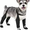 Suspender Boots for Small Dogs, Ultra-Lightweight Waterproof Anti-Slip Puppy Shoes, Adjustable Paw Protector with Reflective Strips for Winter Snow Rain Hiking (S)