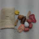 PairPear Wooden Toys Play Food Sets for Kids Kitchen, Kids Toy Food Cutting Meat Set for Toddlers 3+ Years Old, Pretend Food Play Kitchen Accessories for Girls and Boys