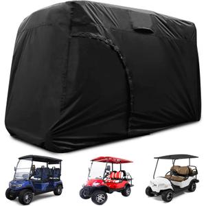Golf Cart Cover 4 Passenger, All-Weather Protection Golf Cart Rain Covers, UV Resistant with Windproof Buckle Golf Cart Accessories (Fits for Club Car, for EZGO, for Yamaha)