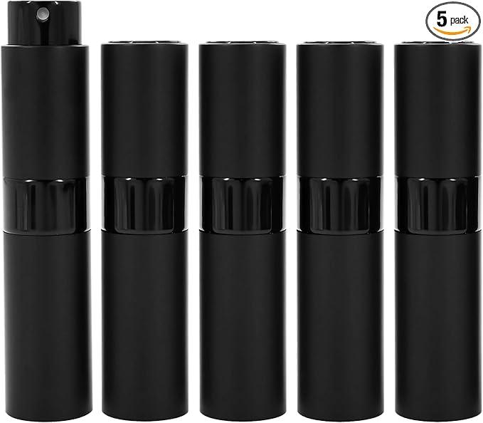 KURTOPLLY 6 PCS 8ML Cologne Travel Bottle, Perfume Atomizer Travel Refillable Bottle, Twist Up Perfume Bottle, Portable Mini Perfumes Dispenser（Black）