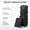 Trilogy Modular System I Modular 4-wheel spinner carry-on, with two zip-off bags! All 3 are Expandable! You get 3 bags in 1! Mix and match; take apart to fit crowded airplane spaces (Black), 13.5" x 12" x 22"