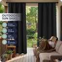Black Outdoor Curtains for Patio Waterproof - 8 Panels Weatherproof Privacy Outside Curtains with Rod Pocket for Pergola, Gazebo, Porch, Cabana, Balcony, 54 x 84 Inch