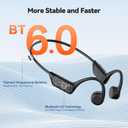 TECKNET Bone Conduction Headphones, Bluetooth V6.0 Open Ear Headphones, Wireless Headphones 10H Playtime & IPX5 Waterproof, Comfortable Fit Built-in Mic, Sport Headphone for Running & Workout -Black