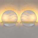 2 Pack 2 Light 10" Naturel Alabaster Marble Bathroom Wall Sconce Modern Concise Style Wall Light Fixture,Gold Finish for Dining Room Bedroom Hallway Bedside