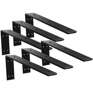 WINKER Countertop Support Bracket 6 Pack Heavy Duty Hidden L Shelf Bracket 20" x 8" x 2.5" Metal Corbels for Quartz/Granite/Wood/Concrete/Laminate Countertops, Black (7 Hole)