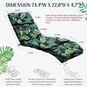 EverPine 2 Pack Chaise Lounge Chair Cushion 74.4 x 22.8 x 4.7 Inche, Patio Lounge Chair Replacement Cushion with Ties, Thick Cotton Pool Recliner Cushion for Outdoor Furniture (Green Leaves), Standard
