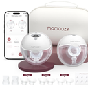 Momcozy M5 Smart APP Controlled Wearable Breast Pump, Hands-Free Wireless Electric Pump, 3 Modes 9 Suction Levels, BPA-Free, Portable Lightweight, 24mm Flange, 2-Pack Quill Gray