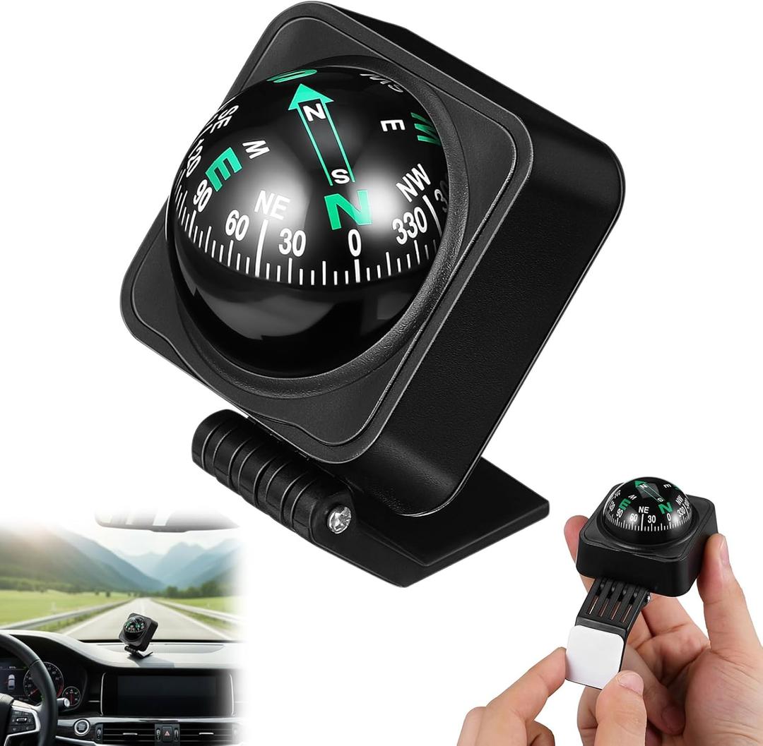 iplusmile Car Compass Ball for Dashboard, Adjustable Auto Compass Dash Mount, Universal Accessories Accurate Navigation for Boat Car Truck SUV Marine Caravan to Find Direction