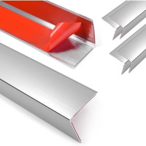 4Pack Aluminum Metal Corner Protector, 45x 1 Peel and Stick L Molding Corner Guards with 90 Angle, for Wall Door Frame Cabinet Furniture Baseboard Protection and Decoration (Silver)