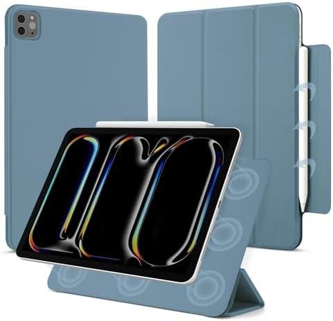 Dwopar for iPad Pro 11 inch M4 Case (5th Generation,2024, Model NO.A2836/A2837/A3006),Auto Sleep/Wake and Magnetic Closure,Slim Trifold Stand Case,PU Leather Cover,Support Apple Pencil Pro, Misty Blue