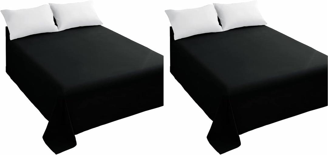 Sfoothome King Flat Sheets Black Top Sheets, Premium Hotel 2-Pieces, Luxury and Soft 1500 Thread Count Quality Bedding Flat Sheet