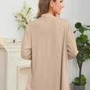 Yekaty Womens Lightweight Cardigans Open Front Long Sleeve Drape Kimono Cardigan Sweaters with Pockets (Beige, XXL)