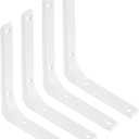 uxcell 4Pcs Floating Shelf Brackets, 5 x 6 Inch Heavy Duty Wall Shelf Supports, Steel Joint Angle Brackets for Wood Shelves, Cabinets, Countertop Support, White