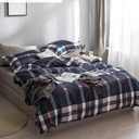 Cottonight Navy Plaid Comforter Set Queen Blue Buffalo Gingham Comforter Lightweight Blue Checkered Bedding Set with Microfiber Fill Soft Comfy