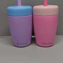 Fimibuke Kids & Toddler Cups Spill Proof, 12 OZ Insulated Sippy Cups for Toddlers Boys Girls, BPA-Free Toddler Straw Tumbler, Stainless Steel Kids Water Bottle with Twist Lids & Silicone Straw, 2 Pack (Pink & Purple)