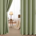 Simplebrand Sage Green Curtains for Bedroom Living Room 96 Inches Long 2 Panels Set, Room Darkening Thermal Insulated Curtains & Drapes, Solid Grommet Noise Reducing Window Treatment, W50 x L96 Inch