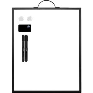 Magnetic Dry Erase Board 12x16 with Handle, Double Sided Portable Black Whiteboard for Home, Office, School & Kitchen