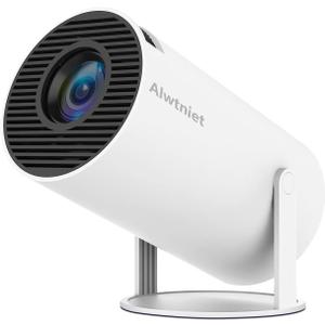 HY300PRO Mini Projector with Wifi and Bluetooth, Portable Projector 4K Support, Auto Keystone, Air Mouse Remote, Voice Control, 180 Degree Rotation Smart Proyector for Outdoor/Bedroom/Movie (White)