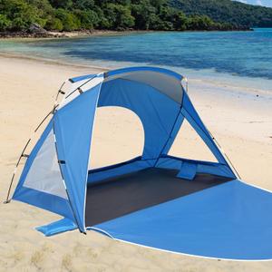 Beach Tent, Portable Sun Shelter for 2/3/4/6-8 Person with UPF 50+ UV Protection, Easy Setup Waterproof Beach Shade Canopy Cabana for Family Outdoor and Picnics, Fishing with Carrying Bag (Compact 1-2 Person, Blue)