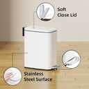 KSSKSS Small Bathroom Trash Can with Lid Soft Close, Step Pedal, 6L / 1.6 Gal Stainless Steel Garbage Bin with Removable Inner Bucket, Slim Wastebasket for Narrow Spaces (White)