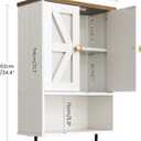 CHOEZON Bathroom Wall Cabinet, Medicine Cabinet with Open Partition and Towel Bar, Rustic Storage Cabinet with Open and Hidden Storage Space, for Bathroom, Living Room, Kitchen, White and Walnut