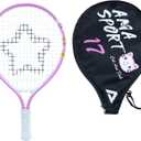 AMA SPORT Kids Tennis Racket for Junior Toddlers Starter Kit 17-25" Tennis Racquet for Girls and Boys with 420D Nylon Shoulder Strap Bag (Pink)