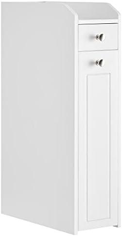 VASAGLE Small Bathroom Storage Cabinet, Slim Organizer with Slide Out Drawers, Toilet Paper Holder, for Small Spaces, White UBBC847P31