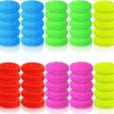 Uiifan 50 Pcs Plastic Dish Scrubbers for Dishes Nylon Dish Scrubber Plastic Pot Round Non Scratch Mesh Pot Scrubber Pads for Kitchen Household Cleaning, 5 Colors