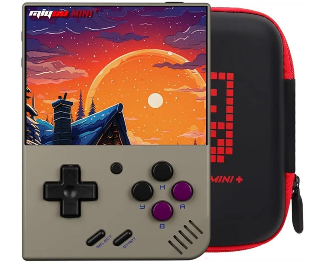 Gift for Men Women, Miyoo Mini Plus with Portable Case Retro Emulator Handheld Game Console with WiFi & RTC, Christmas Stocking Stuffers for Men, Mens Gifts for Dad,Husband, 3000+Classes Game, Gray