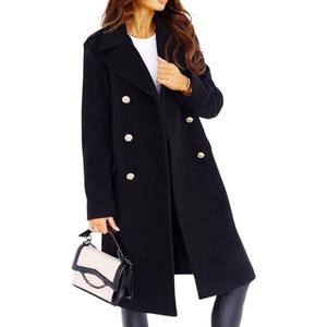 CHARTOU Women's Winter Jacket Double-Breasted Wool Blend Warm Long Trench Coat, L