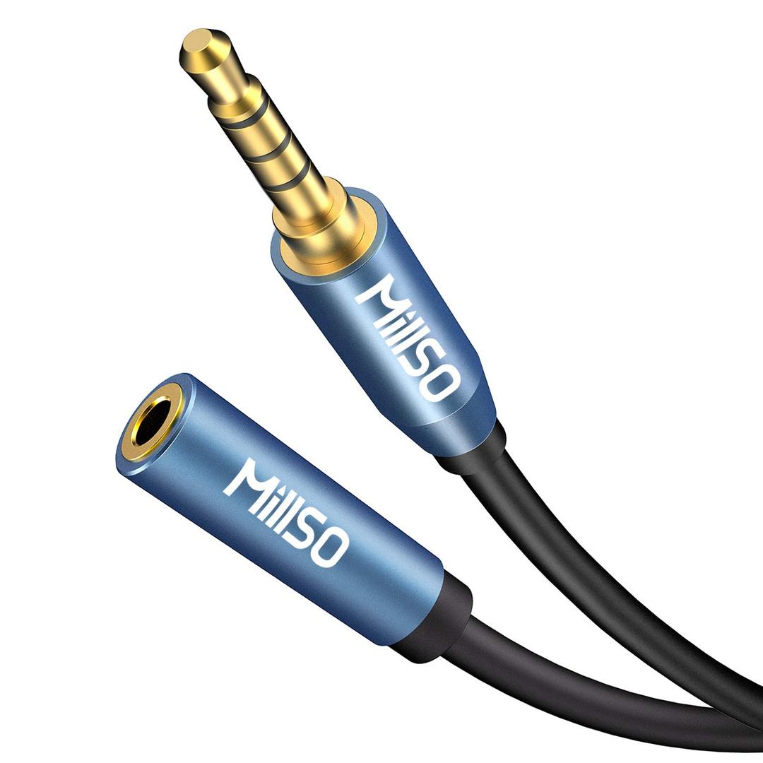 MillSO 3.5mm Headphone Extension Cable (6.6 Feet) TRRS 3.5mm Male to Female Stereo Audio Jack Extension Adapter Auxiliary AUX Cord for Headphones, Earbud, Speaker, Car Stereo, Home HiFi System