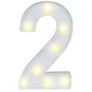 White 9×6" Number 2 With Lights