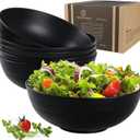 Greentainer Unbreakable Large Salad Bowls, 76 oz Plastic Serving Bowl Set of 6, Lightweight Black Bowl for Soup, Cereal, Fruit, Popcorn, Dishwasher & Microwave Safe