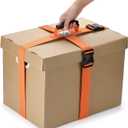 Box Carrying Strap with Handle Adjustable Belt Cross Style Carry Straps for Safely Moving and Lifting Heavy Boxes, Groceries, Luggage (Orange)